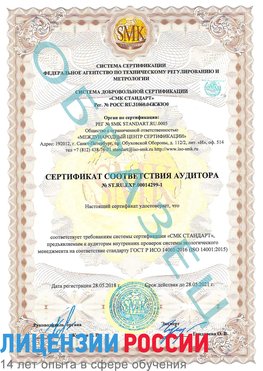 Образец сертификата соответствия аудитора №ST.RU.EXP.00014299-1 Красновишерск Сертификат ISO 14001